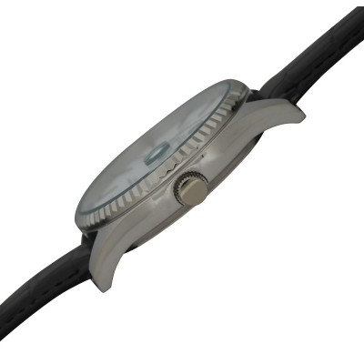 Jaxon silver case white dial black strap